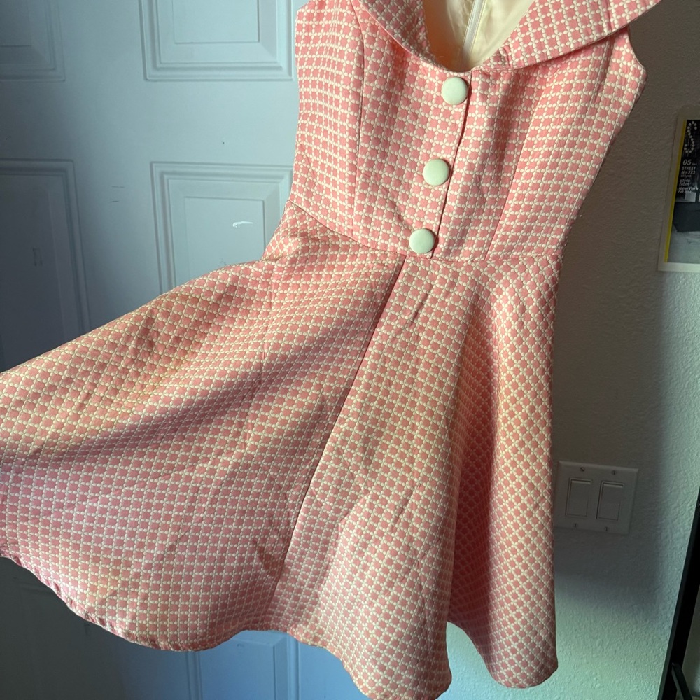 VOODOO VIXEN pink sailor collar sleeveless mod pinup retro midi dress - Picture 2 of 6